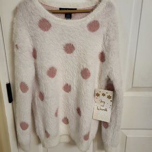 Soho Apparel Womens Sweater/ Pink Polka Dot/ Size MEDIUM